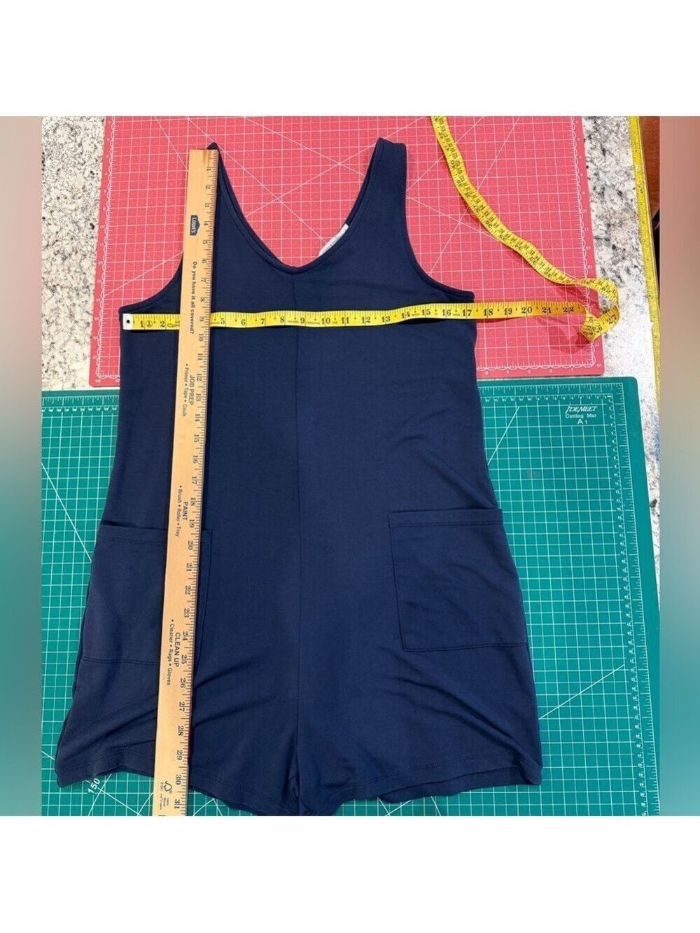 Threads 4 Thought Rainey Patch Pocket Romper Navy Small - Picture 11 of 11